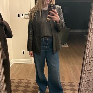 Valerie Stevens Chocolate Brown Oversized Leather Jacket